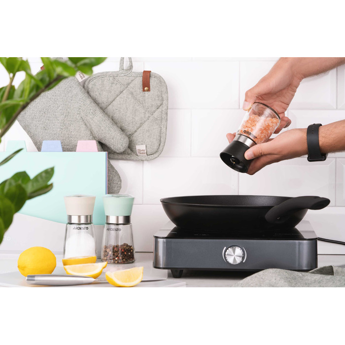 Мельница для соли и перца ARDESTO Gemini, 180 мл, стекло, пластик, прозрачный, черный