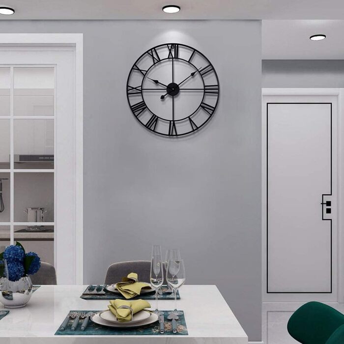 Большие настенные часы в винтажном стиле, черные 40 см HAITANG