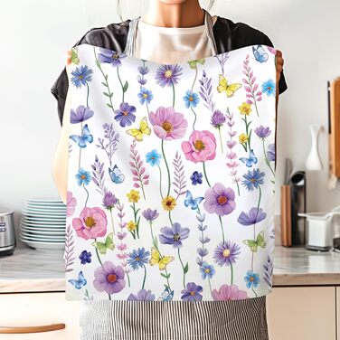 Кухонні рушники, бавовна, 4 упаковки, кухонні рушники, 100 бавовна. Осінній набір кухонних рушників. Універсальні високоякісні кухонні рушники для сушіння, 50 x 70 см (фіолетова квітка 02)