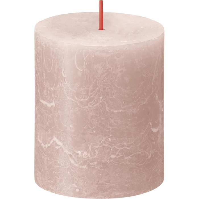 Свічки Bolsius Rustic Pillar - Оливково-зелені - Набір з 4 шт. - Декоративні побутові свічки - Час горіння 60 годин - Без запаху - Натуральний рослинний віск - Без пальмової олії - Оливково-зелені (8 x 7 см, світло-рожеві)