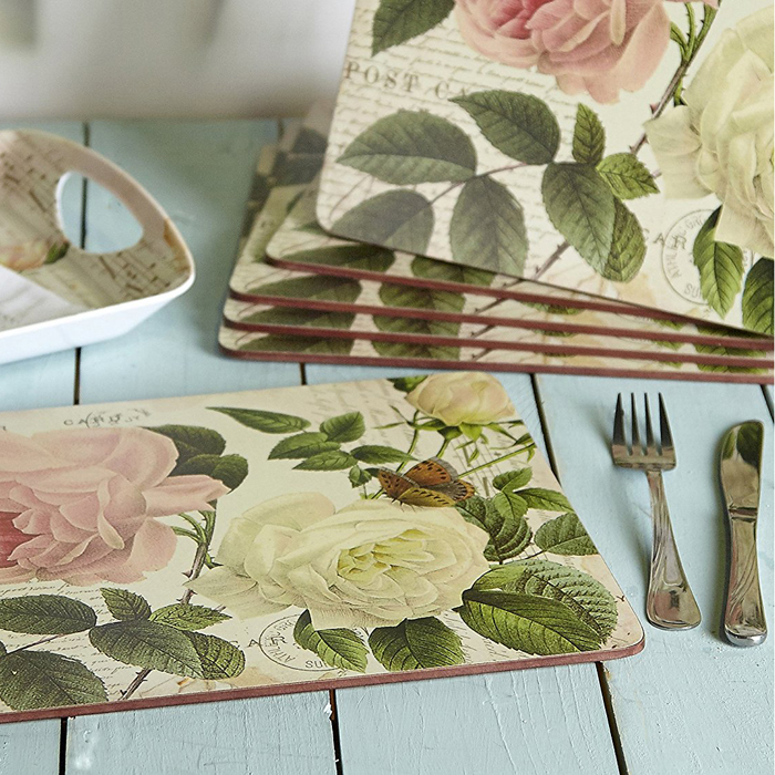 Набор пробковых подставок под тарелки CreativeTops Rose Garden 30 x 23 см, 6 шт.
