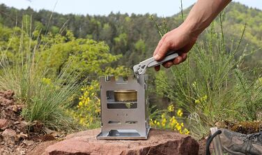 Хобо Преміум Складана вулична плита з термостійкої нержавіючої сталі XL-набір з багатьма аксесуарами Зроблено в Німеччині (титанові плоскогубці)