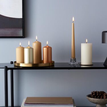 Свічки Bolsius Rustic Pillar - Оливково-зелені - Набір з 4 шт. - Декоративні побутові свічки - Час горіння 60 годин - Без запаху - Натуральний рослинний віск - Без пальмової олії - Оливково-зелені (19 x 7 см, Білі)