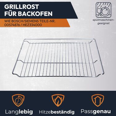 НАБІР деко 465 x 375 x 26 мм і решітка для гриля підходить для духовки Bosch Siemens 17008354, 00662999 решітка для гриля 00574876, емальоване, висувне, деко для випікання, деко для випічки, деко для торта, деко для піци (1 решітка для гриля)