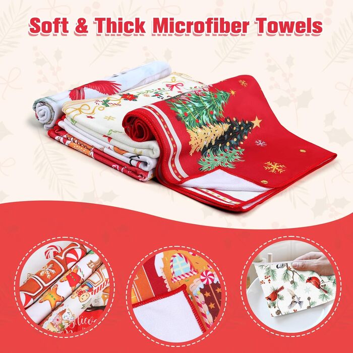 Набір з 2 різдвяних кухонних рушників 60 x 40 см Червоні птахи Arquiel