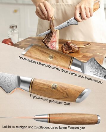 Ніж філейний 17,8 см, дамаська сталь XINZUO