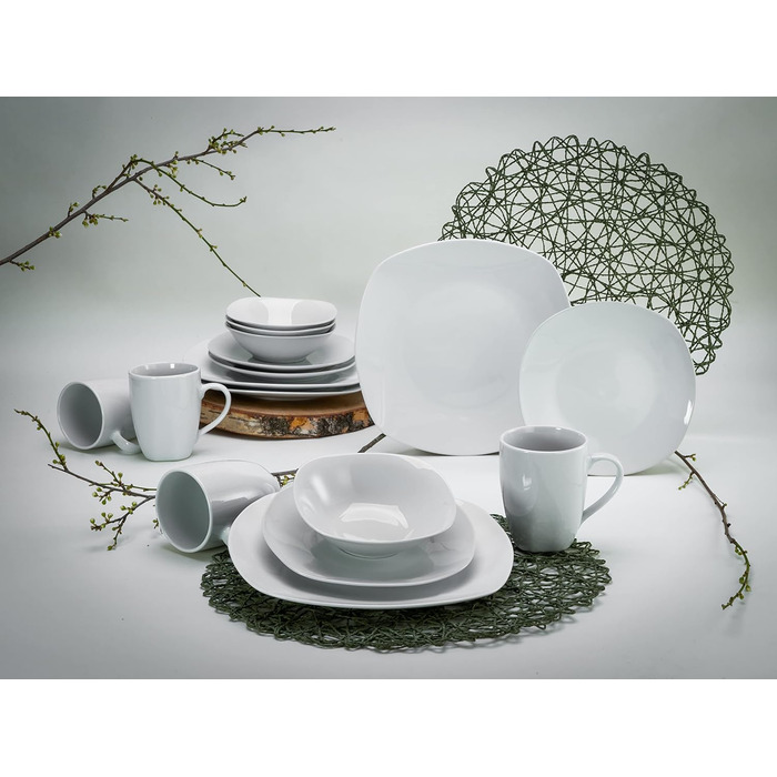 Набір посуду на 4 персони, 16 предметів, білий Square Creatable