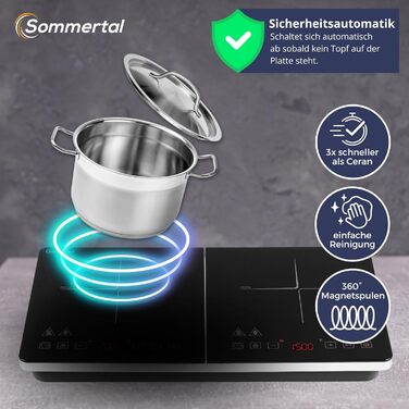 Індукційна варильна поверхня на 2 конфорки 3500 Вт Sommertal