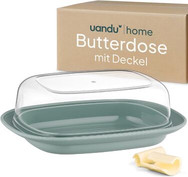 Масленка uandu с пластиковой крышкой, масленка с крышкой, масленка с посудомоечной машиной, коробка для масла, контейнер для масла, масленка, жестяная банка для масляной коробки, масленка - синяя x2 (зеленая)
