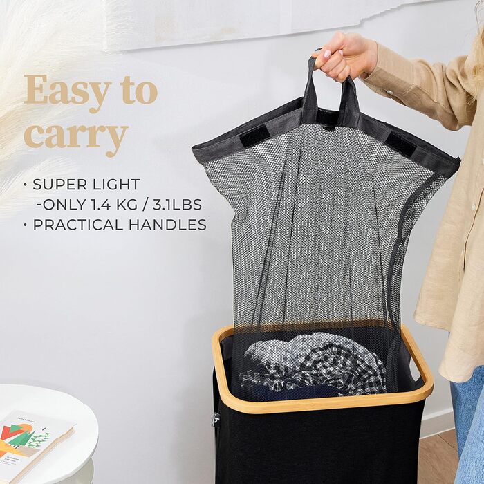 Кошик для білизни з кришкою 2 відділення вузький сірий мішок для білизни - сортувальник білизни ящик для білизни контейнер для білизни збірник для білизни комод для білизни кошик для білизни колектор темно-сірий (100 л, 100 л чорний)