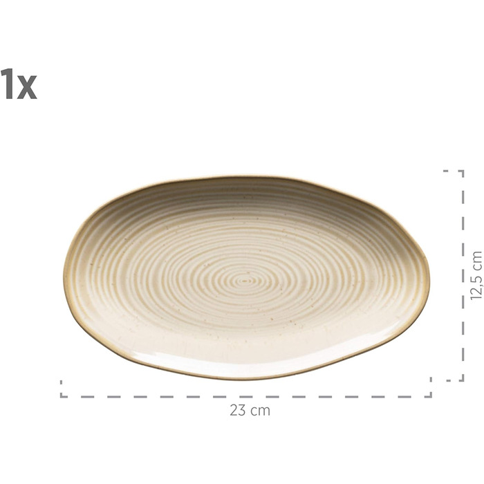 Серія Ноттінгем Набір з 3 сервірувальних тарілок, сервірувальна тарілка 3 розмірів у вінтажному вигляді, бежевий, керамограніт, 28 x 15,5 см 28 x 15,5 см бежевий, 931372