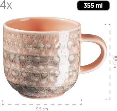 Набор посуды с ручной росписью MSER серии 931743 Spicy Market на 4 персоны в средиземноморском винтажном дизайне, комбинированный сервиз из 16 предметов из керамики, розового цвета, керамогранита