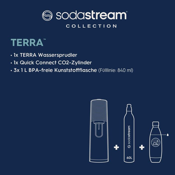 Набір для газування води, 5 предметів, 3 л білий Terra SodaStream