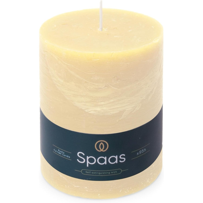 Свічка Spaas Rustic Pillar, 100/130 мм, 95 год, чорна (слонова кістка)