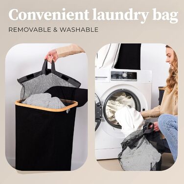 Кошик для білизни з кришкою 2 відділення вузький сірий мішок для білизни - сортувальник білизни ящик для білизни контейнер для білизни збірник для білизни комод для білизни кошик для білизни колектор темно-сірий (100 л, 100 л чорний)