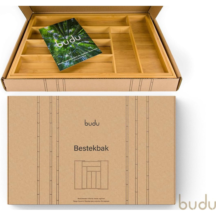 Органайзер для столових приборів розсувний 47 см, бамбук budu
