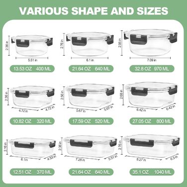 Набір з 12 скляних контейнерів для зберігання продуктів із кришками Skroam