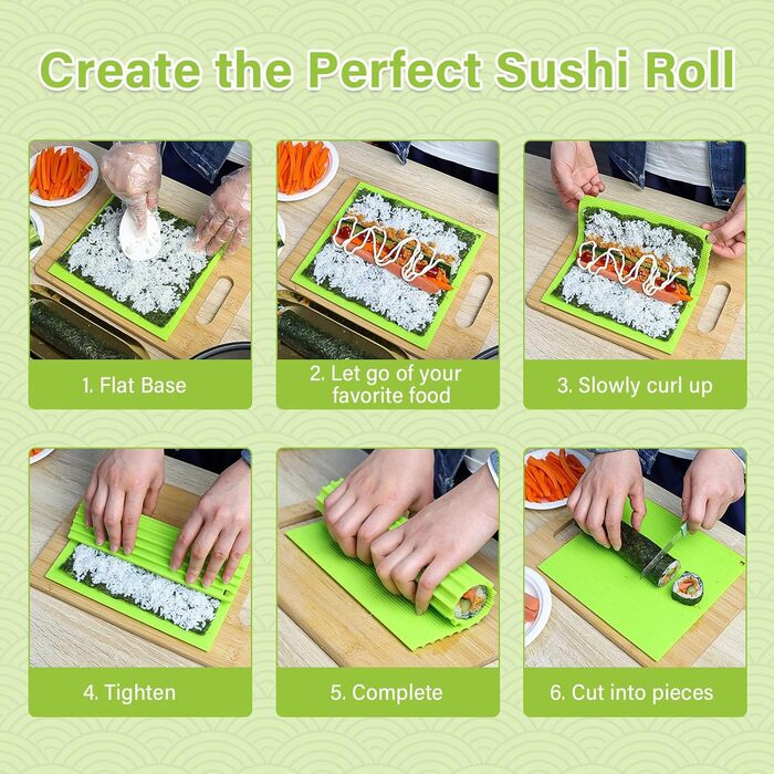 Силіконовий килимок для суші 20 х 22 см зелений DARENYI
