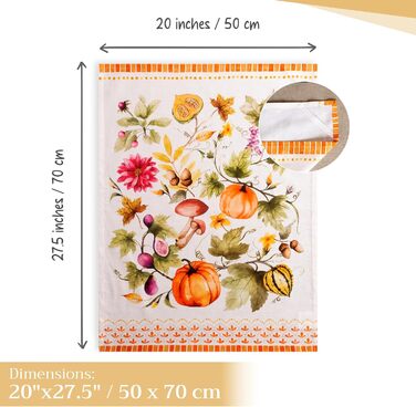 Набір із 3 багатоцільових кухонних рушників Maison d&39 Hermine Rural Christmas, 100 бавовна Барні рушники День подяки/Різдво (50 см x 70 см) (08 - Гарбузовий сад - Хмарно-кремовий)