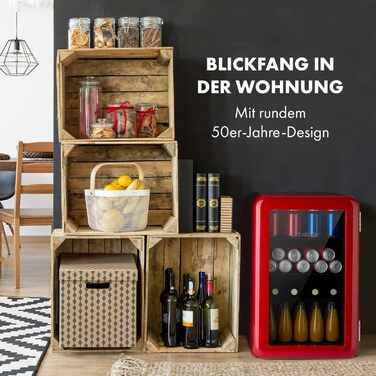 Міні-холодильник зі скляними дверцятами 70 л червоний Klarstein