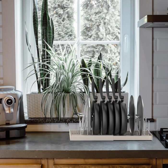 Підставка для посуду розсувна 56 x 20,4 см, на 7 відділень, біла Anhow