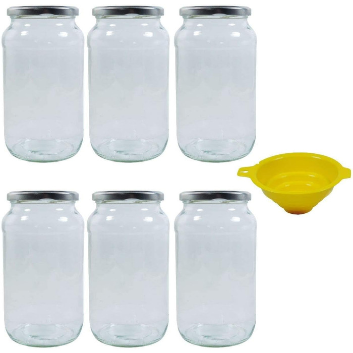 Набор банок 1 л с винтовой крышкой, 6 предметов, серебристый mikken