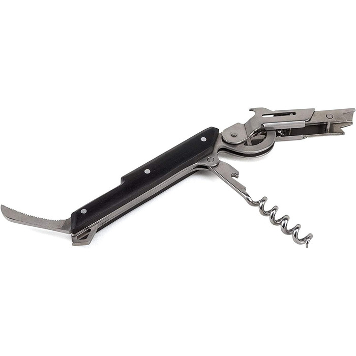 Штопор Peugeot з різаком для капсул, відкривачкою для пляшок і кріпильним кільцем, клавелін, нержавіюча сталь / ABS, 14 см, 200428