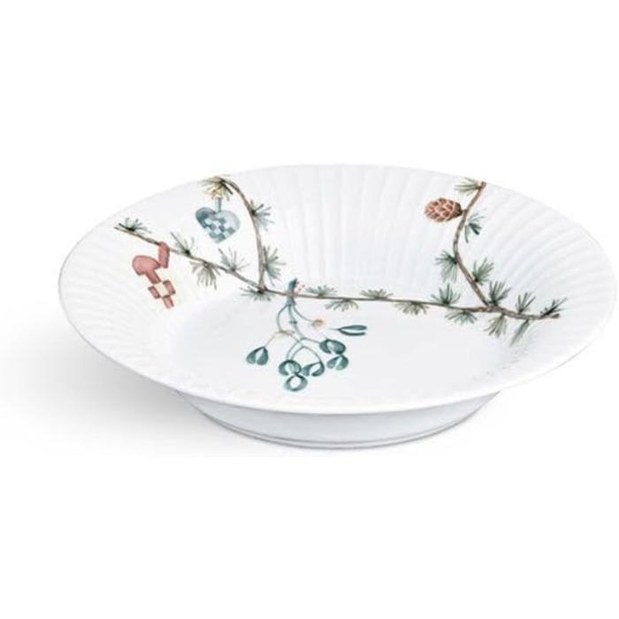 Тарелка глубокая 21 см, белая с акварельной росписью Christmas Hammershøi Kähler