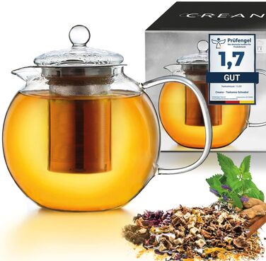 Скляний чайник із 3 частин із вбудованим ситечком 1.3 л Creano