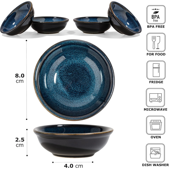 Набір з 6 соусників з кераміки темно-синій Urban Lifestyle