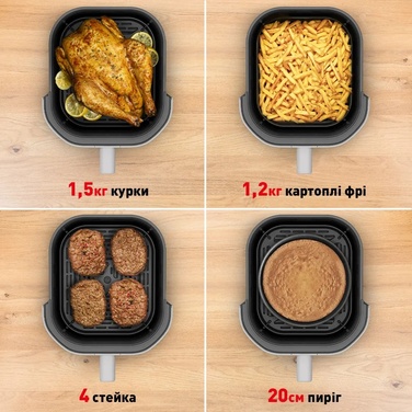 Tefal Мультипіч Easy Fry Infrared, 1500Вт, чаша-7л, сенсорне керув., 8 програм, з віконцем, пластик, світло-сірий