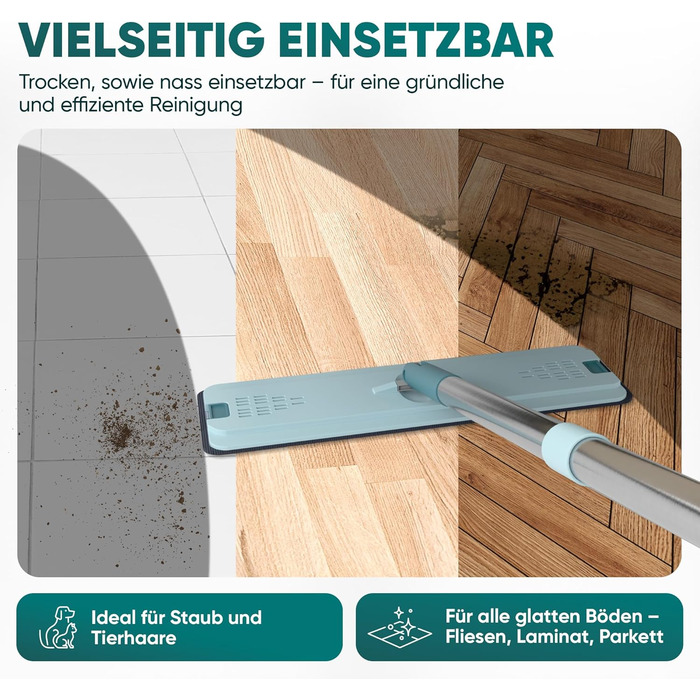 Набір швабри з відром 150 см зелена м'ята Purewish