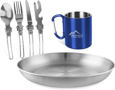 Набір столового посуду для кемпінгу, 6 предметів, синій Normani