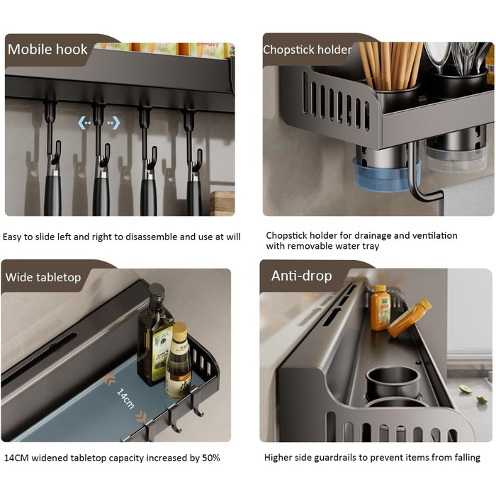 Настінний органайзер для кухонного приладдя 40 см RXRENXIA