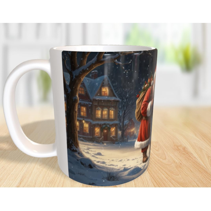 Подарункова кружка 330 мл з принтом Санта Клаус на снігу Generic