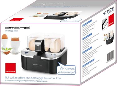Яйцеварка на 6 яєць 400 Вт, чорна/срібляста Emerio
