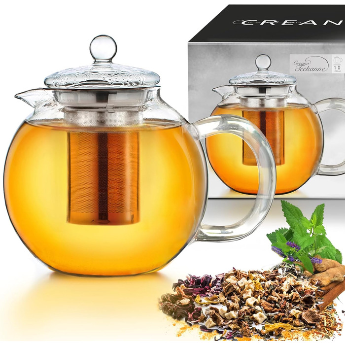 Скляний заварювальний чайник 1,7 л із вбудованим ситечком Creano