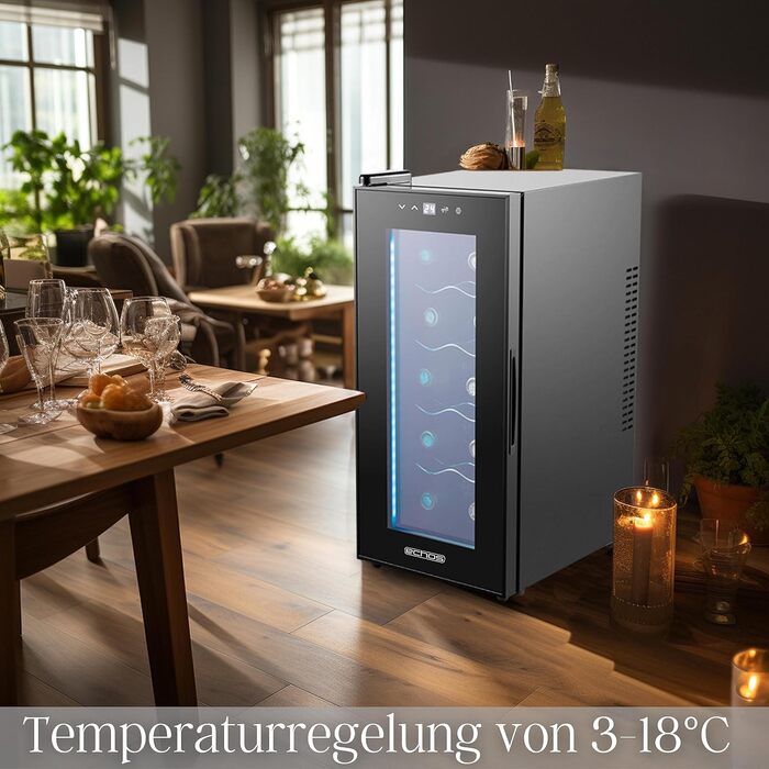 Винний холодильник зі світлодіодним освітленням до 10 пляшок Echos