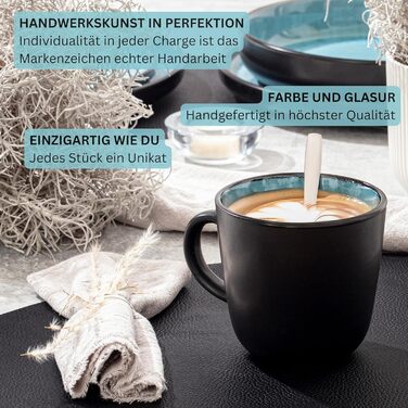 Кам&39яні миски для пасти 6 предметів, набір мисок для пасти на 6 осіб, набір мисок можна мити в посудомийній машині та мікрохвильовій печі, велика багатофункціональна миска темно-сірого кольору 750 мл VALUE COLLECTION (Granada, кавова кружка 6 предметів)