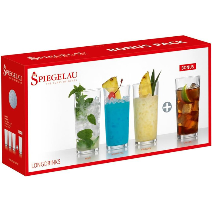 Набор из 4 предметов, хрустальное стекло, 360 мл, специальные бокалы, 4390179 (стаканы для лонг-дринка)