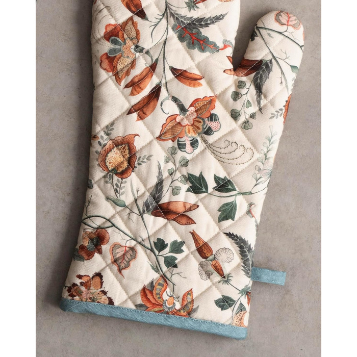 Рукавички для духовки, прихватки для каструль Maison d&39 Hermine, 100 бавовна, термостійкі кухонні рукавички, рукавички для духовки (19 x 33 см) та прихватки для каструль (20 x 20 см) для приготування їжі, Morzine - Рукавички для духовки (19 x 33 см) та 