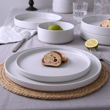 Набір посуду Richmount Nebula для 6 осіб, набір тарілок та мисок із 18 предметів, набір посуду з крапчастої кераміки, можна мити в мікрохвильовій печі та посудомийній машині, сервірування Nebula для 6 осіб (світло-сірий, сервірування Nebula для 4 осіб)