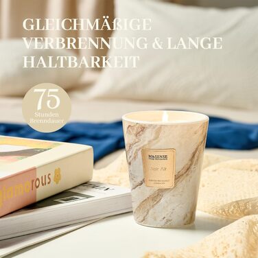 Велика ароматична свічка M&SENSE Чорні ароматичні свічки у склянці Ароматизована свічка з натурального соєвого воску Розслаблююча ароматерапія Подарунок для жінок та чоловіків, Різдво Час горіння 75 годин та 2 ґноти (Black Air, 400 г)