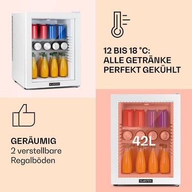 Мини-холодильник со стеклянной дверцей 42 л белый Klarstein