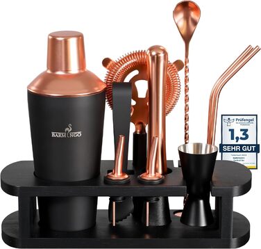 Коктейльний набір з нержавіючої сталі  700 мл з підставкою та барними аксесуарами BARMINGO