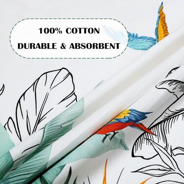 Кухонні рушники, бавовна, 4 упаковки, кухонні рушники, 100 бавовна. Осінній набір кухонних рушників. Багатоцільовий високоякісний набір кухонних рушників для сушіння. Рушники для кухонних рушників 50 x 70 см (тропічні рослини, квіти та птахи)