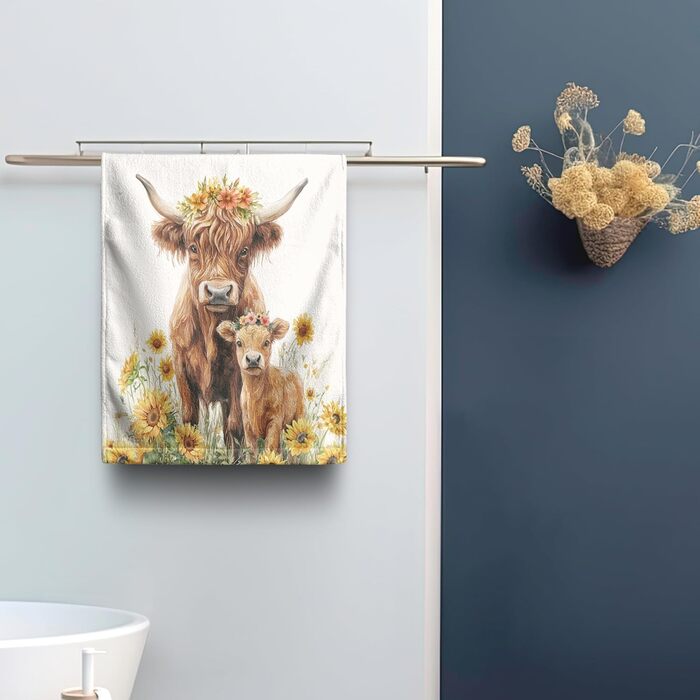 Різдвяні кухонні рушники Kwlegh, рушник для рук, різдвяна ялинка, цукерка-тростина, сніжинка, рушник для пальців, набір з 2 шт. , милий чоловічий банний рушник, високопоглинаючі рушники, 36 x (Highland Cow)