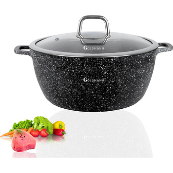 Каструля 6,5 л з антипригарним покриттям та скляною кришкою 28 см Goldmann