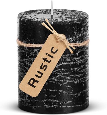 Набір із 4 свічок-стійок Brandsseller 7x10 см Однотонні та виготовлені з парафіну Сільські свічки з тривалим часом горіння Декоративні свічки для прикраси столу, Різдва та вечірок (7 x 10 см Набір із 4 шт. , чорні)