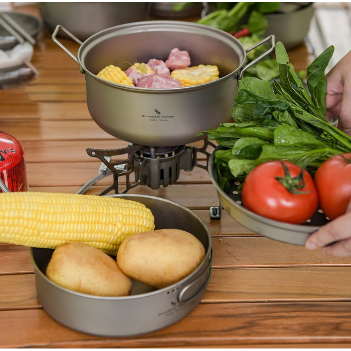 Портативний набір для пікніка 1.8 л. парова каструля та 1 л. каструля iBasingo